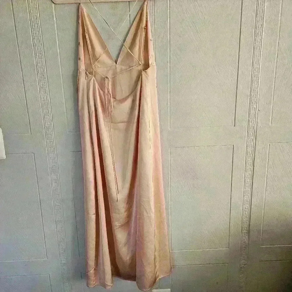 For Love & Lemons Twinkle Blush Pink Slip Backless Tank Midi Dress Size S EUC - Picture 2 of 16